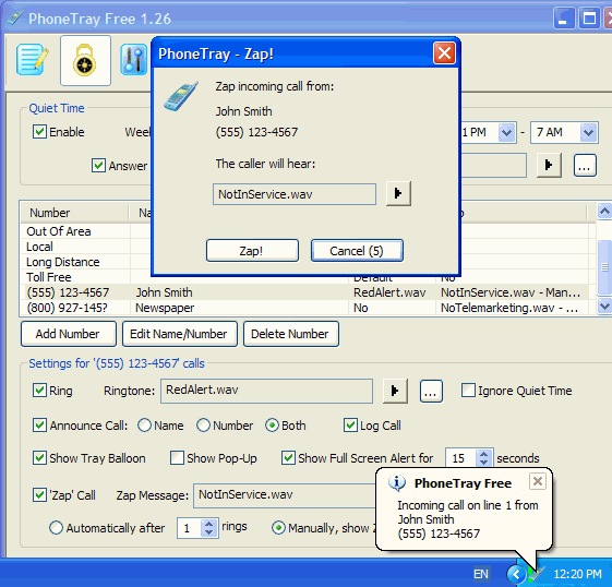 PhoneTray Free Screenshot